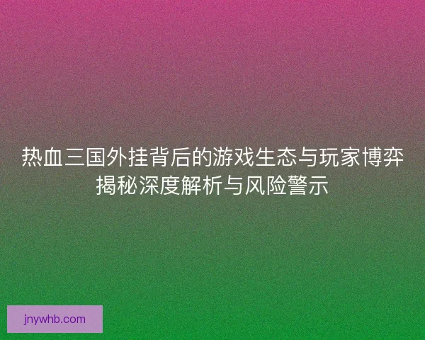 热血三国外挂背后的游戏生态与玩家博弈揭秘深度解析与风险警示